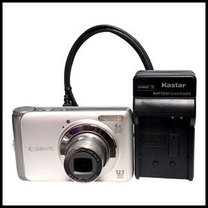 Canon PowerShot A3100 IS 12.1MP Digital Camera Silver Battery Charger 16GB SD